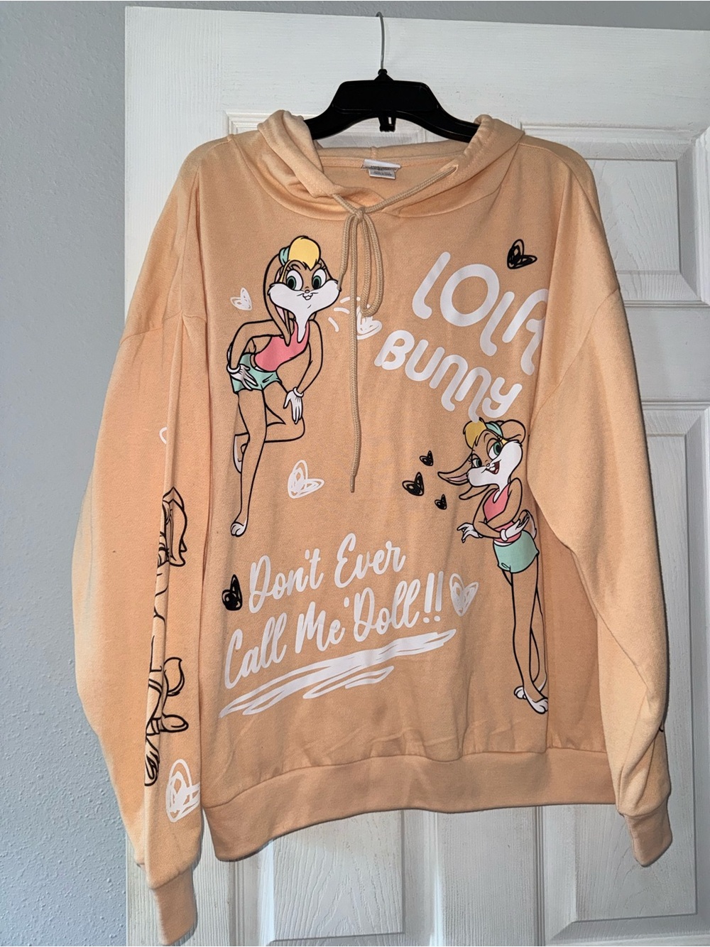 Warner Bros. Peach Pullover Hoodie with Lola Bunny Graphic